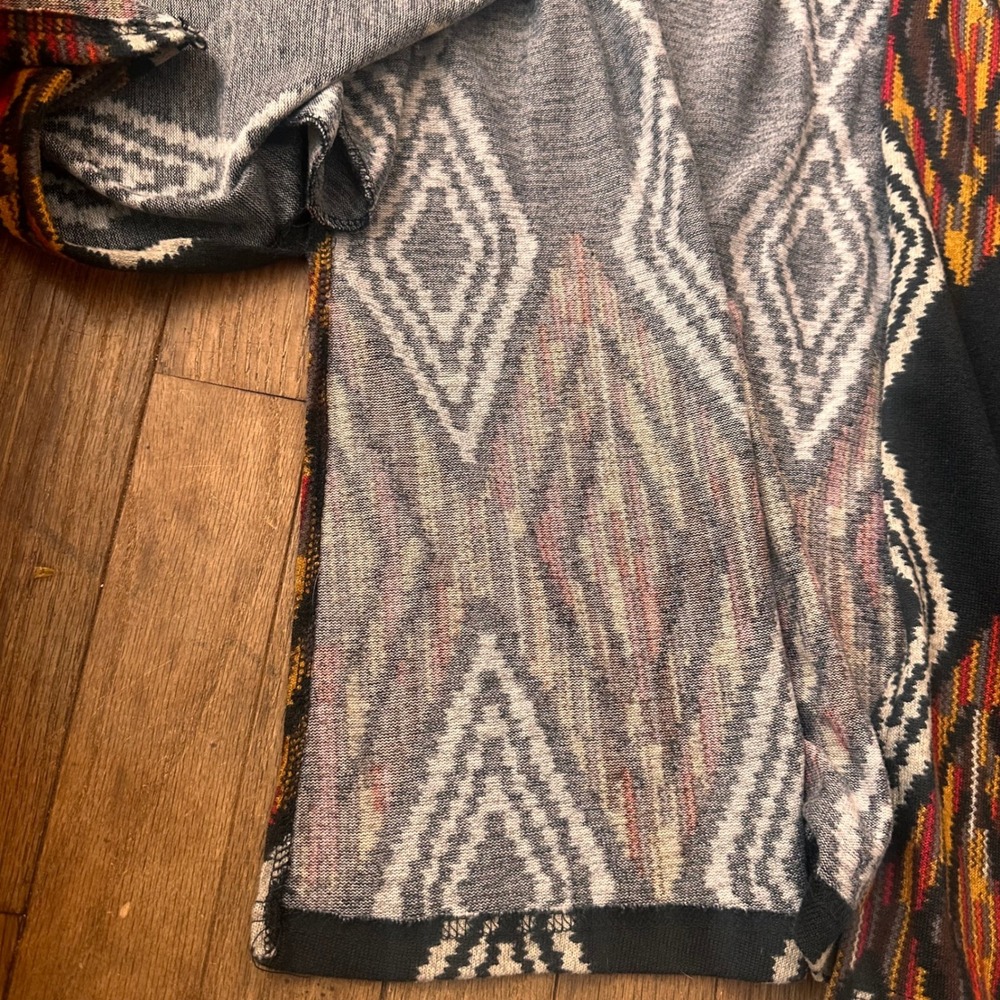 Yak & Yeti Cardigan Boho Aztec Sweater Womens L/XL Longline Diamond Knit‎ Black - Picture 3 of 8